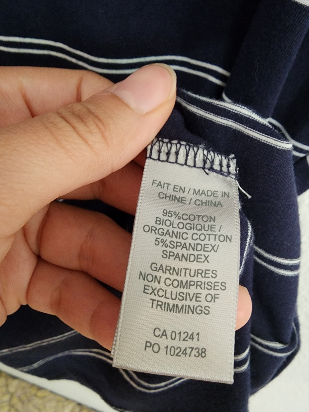 Simons Contemporaine Organic Cotton Navy & White Striped Preppy Polo Button-Down - Picture 5 of 8
